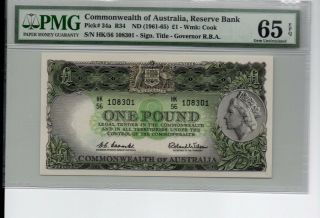 Commonwealth Of Australia Reserve Bank 1 Pound 1961 Ms 65 Certified