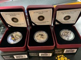2013 - 2014 $10 Fine Silver Ducks Of Canada All 3 - Coins And Bullion