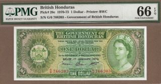 British Honduras: 1 Dollar Banknote,  (unc Pmg66),  P - 28c,  01.  01.  1973,