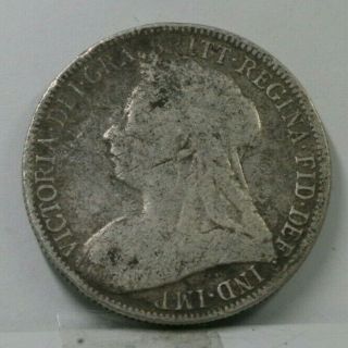 1899 Uk / Gb Florin / Two Shillings.  925 Silver Km 871 Stk Ws8lc
