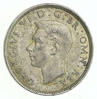 Silver - Roughly The Size Of A Half Dollar - 1943 Great Britain 1/2 Crown 14.  7gr
