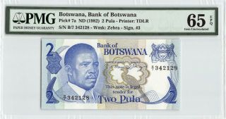 Botswana Nd (1982) P - 7a Pmg Gem Unc 65 Epq 2 Pula