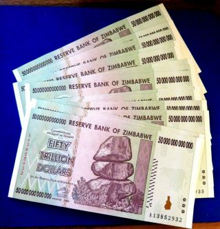 10 X 50 Trillion Zimbabwe Note / 2008 Aa Unc Note Sequencial (zimbabwe)