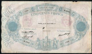 500 Francs Bleu Et Rose 1936
