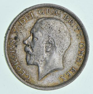 Silver - World Coin - 1919 Great Britain 1/2 Crown World Silver Coin 14.  5g 997