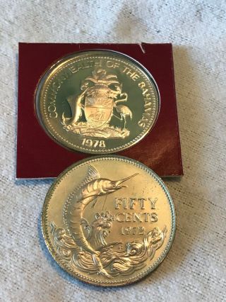 (2) 1972/1978 Bahama Islands,  Fifty Cent - Silver Proof Coin (468)