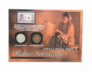 The Franklin Tribute Native Americans 1919 Nickel 1908 Penny & 1934 Stamp
