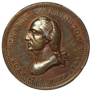 1860s George Washington Baltimore Monument Copper Medal B - 323a - Ngc Au 58 Bn