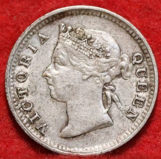 1891 Hong Kong 5 Cents Silver Foreign Coin