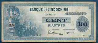 French Indochina 100 Piastres,  1945,  Vf