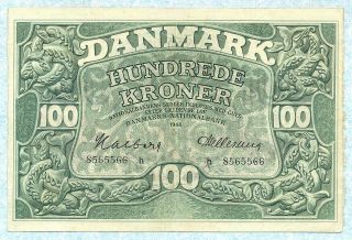 Denmark 100 Kroner 1948 P39e Vf,