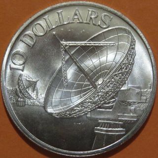 1979 SINGAPORE $10.  00 Silver Coin BU Cond.  Commincations Satellites. 3