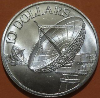 1979 SINGAPORE $10.  00 Silver Coin BU Cond.  Commincations Satellites. 4