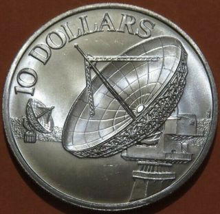 1979 SINGAPORE $10.  00 Silver Coin BU Cond.  Commincations Satellites. 5