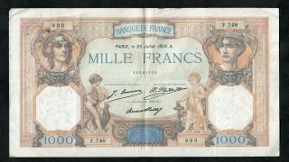 1000 Francs From France 1928