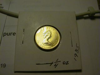 1/4 Oz.  9999 Canadian Gold Coin 1985