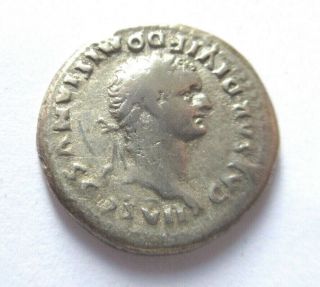 Denar Of Domitianus As Caesar Rv.  Helmet On Throne