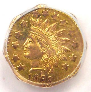 1868 Indian 50c California Gold Half Dollar Coin Bg - 961 - Pcgs Unc (ms) - R7