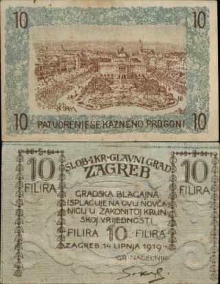 Croatia,  Zagreb 10 Filira 1919 (810)