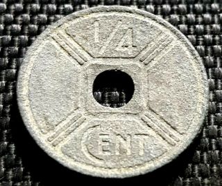 1942 Ancient Vietnam (Viet Nam Indochine) 1/4 Cent Coin VF (, 1 Coin) D6763 2