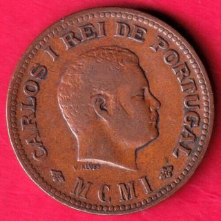 India Portugueza - Carlos I - 1/4 Tanga - Rare Coin Cj47