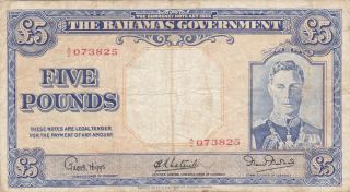 5 Pounds Fine Banknote British Colony Of Bahamas 1936 Pick - 12b