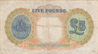 5 POUNDS FINE BANKNOTE BRITISH COLONY OF BAHAMAS 1936 PICK - 12b 2