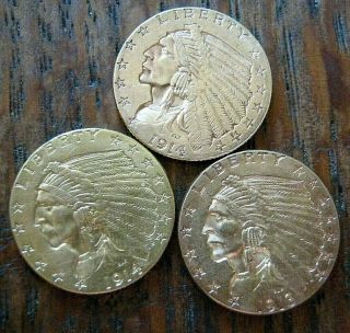 [3 Lot] Gold Quarter Eagle Incuse Coins 1914 1914 D 1913 $0 Ship W/track Insured