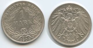 G11226 - Germany Empire 1 Mark 1904 E Km 14 Silver Wilhelm Ii.  Deutsches Reich
