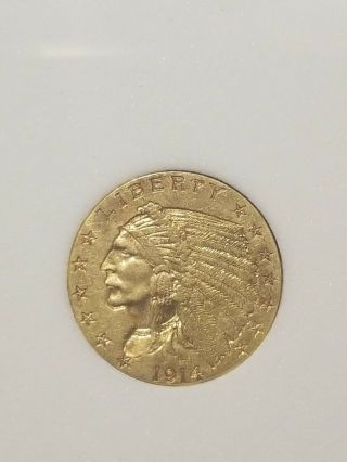 1914 $2.  50 indian head gold coin.  Quality state coin.  Key date,  low mintage 2
