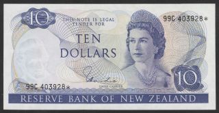 Zealand 10 Dollars (1977 - 81) Replacement Unc P.  166d