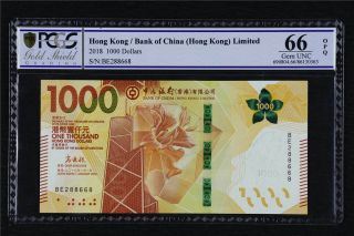 2018 Hong Kong Bank Of China (hk) Ltd 1000 Dollars Pcgs 66 Opq Gem Unc
