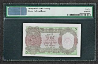 British India,  1938,  5 Rupees,  PMG Gem UNC 65 EPQ JB Taylor Sign Note Pick 18a 2