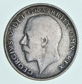Silver - World Coin - 1921 Great Britain 1/2 Crown World Silver Coin 14.  3g 985