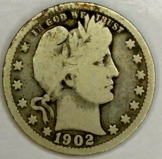 1902 - P 25c Barber Quarter 19cco0702 90 Silver Only 50 Cents For