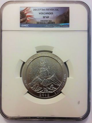 2012 P Hawaii Volcanoes Np - 5 Oz Silver America The (atb) - Ngc Sp 69