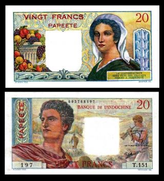 Tahiti Papeete 1963 20 Francs P.  21c Banque De L 