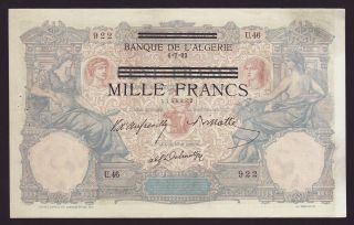 Tunisia - 1000 Francs On 100 Francs,  1942 - P 31 - Xf,