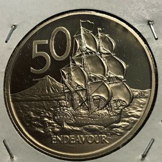 1982 Zealand 50 Cents Sailing Ship Proof Brilliant Uncirculated Coin