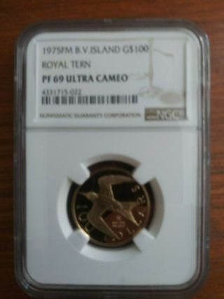 1975 British Virgin Islands Gold $100 Royal Tern Ngc Pf 69 Ultra Cameo