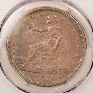 1874 - Cc Trade Dollar Pcgs Xf40 Carson City Coin