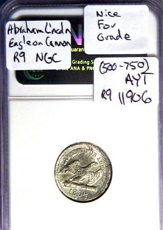 1863 Abraham Lincoln Eagle On Cannon Patriotic Civil War Token R9 NGC 4