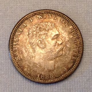 - 1883 Kingdom Of Hawaii Quarter Dollar Kalakaua I Anacs Ms 63 Uncirculated Unc