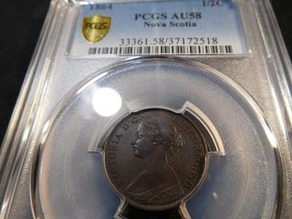 Q62 Canada Nova Scotia 1864 1/2 Cent Pcgs Au - 58