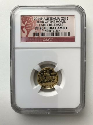 2014 Australia Lunar Horse Gold Set 1/10 oz Proof & 1/10 State NGC PF/MS 70 3
