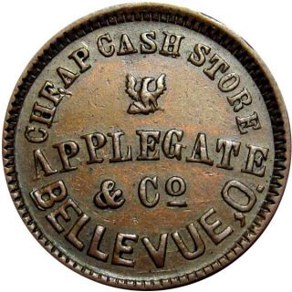 Bellevue Ohio Civil War Token Applegate & Co Cash Store