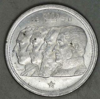 Belgium 1950 100 Francs Silver Coin
