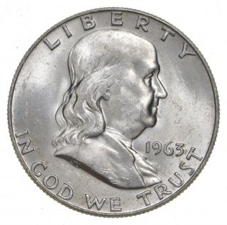 Choice Unc Bu Ms 1963 - D Franklin Half Dollar - 90 Silver - Tough Coin 236