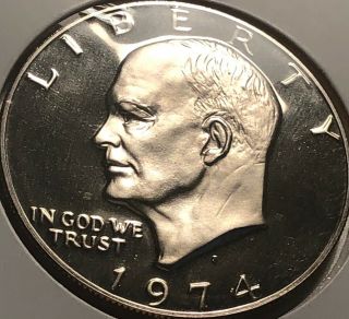 1974 - S Eisenhower Ike Us Silver Proof One Dollar Bu 525