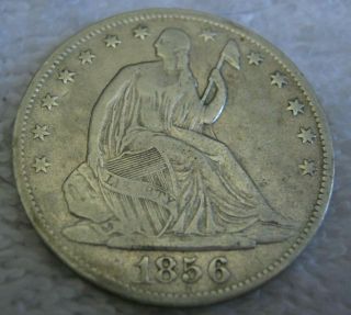1856 - O Seated Liberty Half Dollar,  Very Good - Fine,  Cleaned Please Lqqk